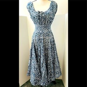 Chelsea & Theodore Blue Summer Peasant Dress S/M
